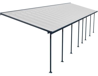 Pergola à adosser en aluminium gris et polycarbonate Feria (3 x 12.2 m)