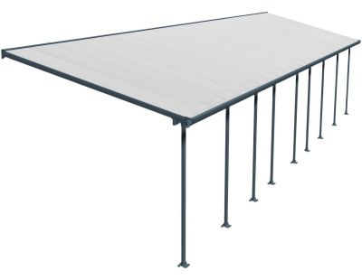 Pergola à adosser en aluminium gris et polycarbonate Feria (3 x 13.4 m)