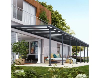 Pergola à adosser en aluminium gris et polycarbonate Feria (3 x 11 m)