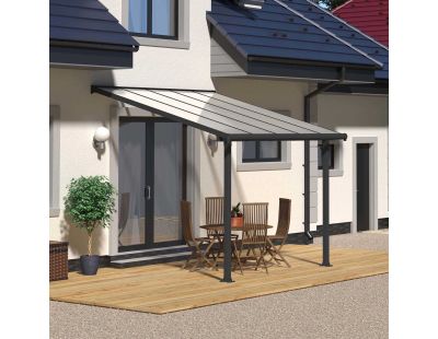 Pergola à adosser en aluminium gris et polycarbonate Olympia (3 x 3m)