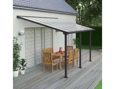 Pergola à adosser en aluminium gris et polycarbonate Olympia (3 x 4.3 m)