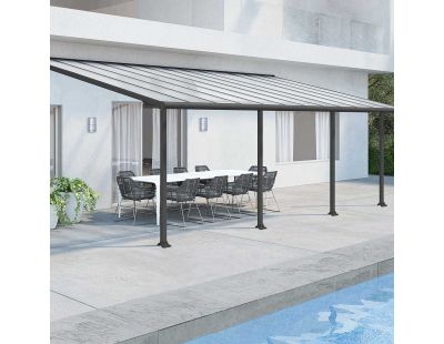 Pergola à adosser en aluminium gris et polycarbonate Olympia (3 x 7.4 m)