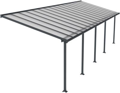 Pergola à adosser en aluminium gris et polycarbonate Olympia (3 x 9.8 m)