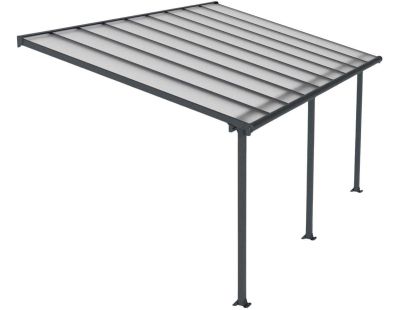 Pergola à adosser en aluminium gris et polycarbonate Olympia (3 x 5.5 m)