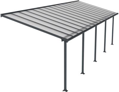 Pergola à adosser en aluminium gris et polycarbonate Olympia (3 x 9.2 m)