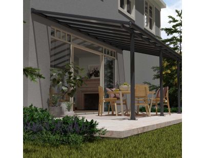 Pergola à adosser en aluminium gris et polycarbonate Olympia (3 x 6.2 m)