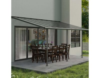 Pergola à adosser en aluminium gris et polycarbonate Sierra (3 x 5.6 m)