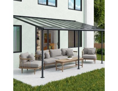 Pergola à adosser en aluminium gris et polycarbonate Sierra (3 x 6.2 m)