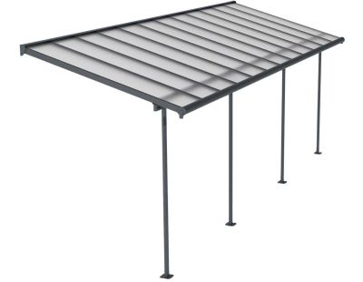 Pergola à adosser en aluminium gris et polycarbonate Sierra (2.2 x 6.7 m)