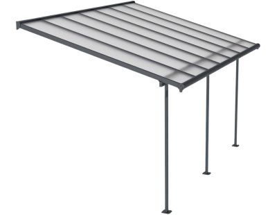 Pergola à adosser en aluminium gris et polycarbonate Sierra (3 x 4.3 m)