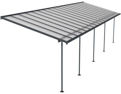 Pergola à adosser en aluminium gris et polycarbonate Sierra (3 x 10.4 m)