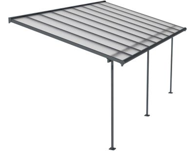 Pergola à adosser en aluminium gris et polycarbonate Sierra (3 x 5.6 m)