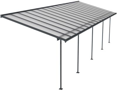 Pergola à adosser en aluminium gris et polycarbonate Sierra (3 x 9.7 m)