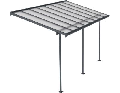 Pergola à adosser en aluminium gris et polycarbonate Sierra (2.2 x 4.5 m)