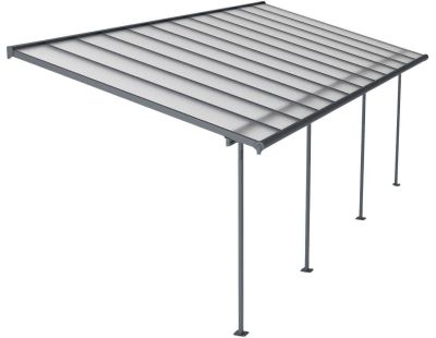 Pergola à adosser en aluminium gris et polycarbonate Sierra (3 x 7.4 m)