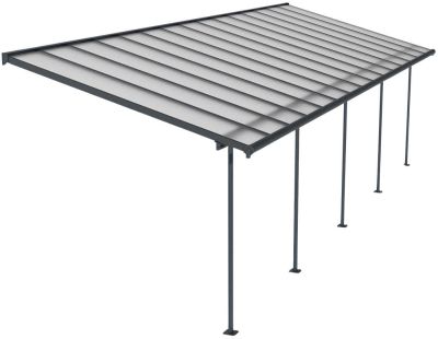 Pergola à adosser en aluminium gris et polycarbonate Sierra (3 x 9.2 m)