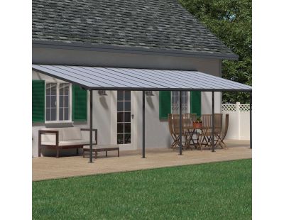 Pergola à adosser en aluminium gris et polycarbonate Sierra (3 x 9.2 m)