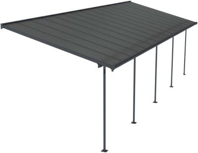 Pergola à adosser en aluminium et polycarbonate gris Capri (3 x 9.2 m)