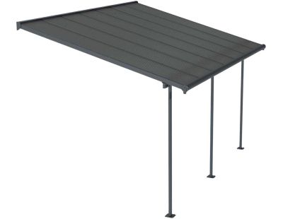 Pergola à adosser en aluminium et polycarbonate gris Capri (3 x 4.3 m)