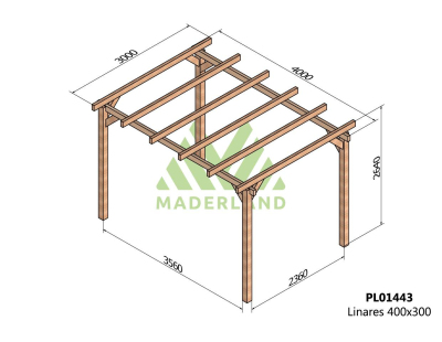 Pergola en bois lamellé-collé Linares (400 x 300 cm)