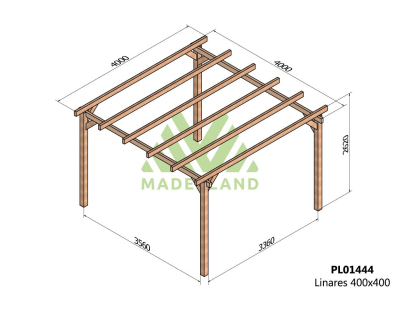 Pergola en bois lamellé-collé Linares (400 x 400 cm)