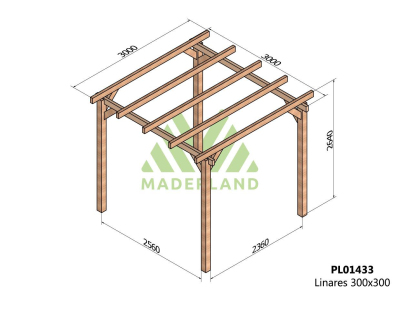 Pergola en bois lamellé-collé Linares (300 x 300 cm)