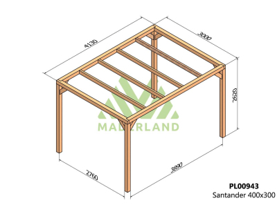 Pergola en bois lamellé-collé Santander (400 x 300 cm)