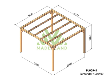 Pergola en bois lamellé-collé Santander (400 x 400 cm)