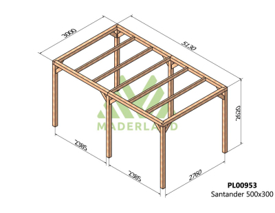 Pergola en bois lamellé-collé Santander (500 x 300 cm)