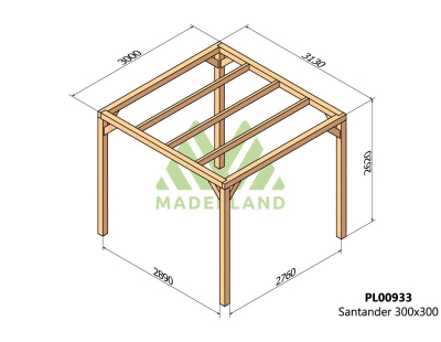 Pergola en bois lamellé-collé Santander (300 x 300 cm)