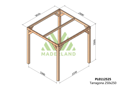 Pergola en bois lamellé-collé Tarragona (250 x 250 cm)