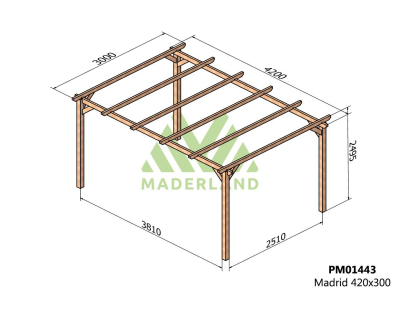 Pergola en bois massif Madrid (420 x 300 cm)