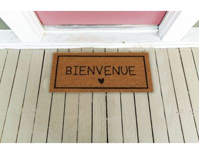 Petit paillasson en coco 55 x 25 cm (Coeur bienvenue)