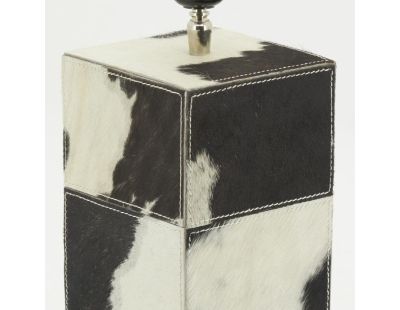 Pied de lampe en peau de vache noir et blanc (Noir et Blanc)