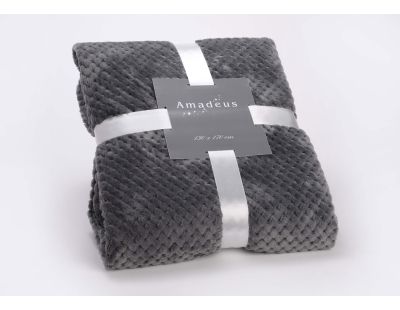 Plaid damier 130 x 170 cm (Gris foncé)