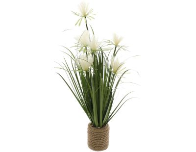 Plante artificielle avec fleurs blanches avec pot en jute