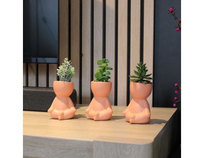 Plante artificielle pot en terracotta bonhomme (lot de 3)