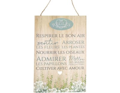 Plaque en bois Règles du jardin 20 x 30 cm