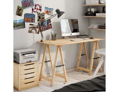 Plateau de bureau en pin massif (120 x 60 x 1,8 cm)