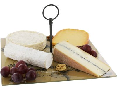 Plateau à fromages en verre Carte de France 30 cm (Beige)