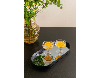 Plateau ovale en verre Mirage (Gris)