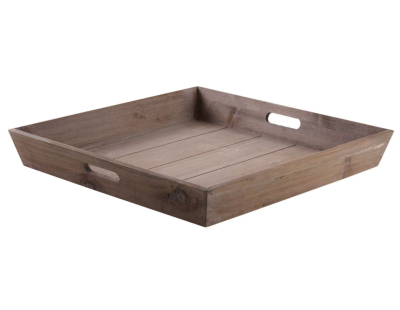 Plateaux carrés en bois (Lot de 2)