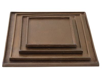 Plateau en métal doré antique (Lot de 4) (Carrée)