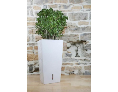 Pot en plastique carré avec réserve d'eau 52 cm Eva (Blanc)