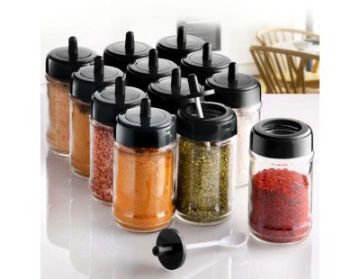 Pots à épices couvercle avec cuillères intégrées Spice (Lot de 12) (6.5 x 13 cm)