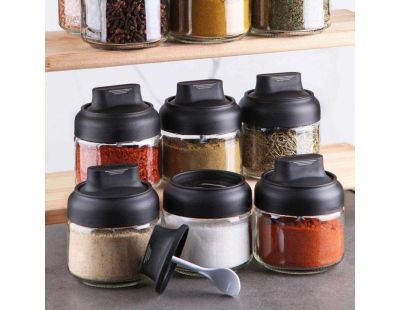 Pots à épices couvercle avec cuillères intégrées Spice (Lot de 12) (10 x 9.5 cm)