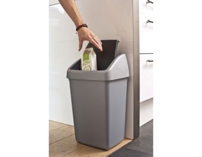 Poubelle grise avec couvercle basculant Delta (25 litres)