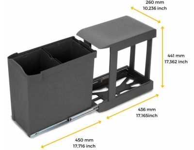 Poubelles de recyclage fixation inférieure et extraction automatique (2 bacs de 14L)