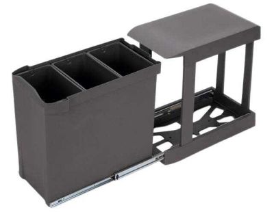 Poubelles de recyclage fixation inférieure et extraction automatique (3 bacs de 10 litres)