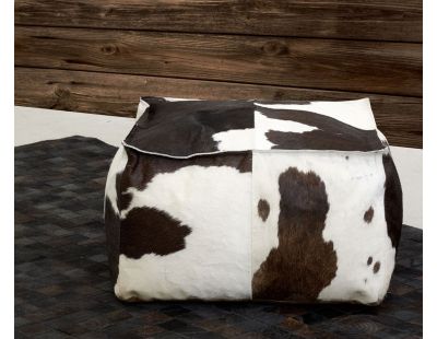 Pouf carré en peau de vache véritable